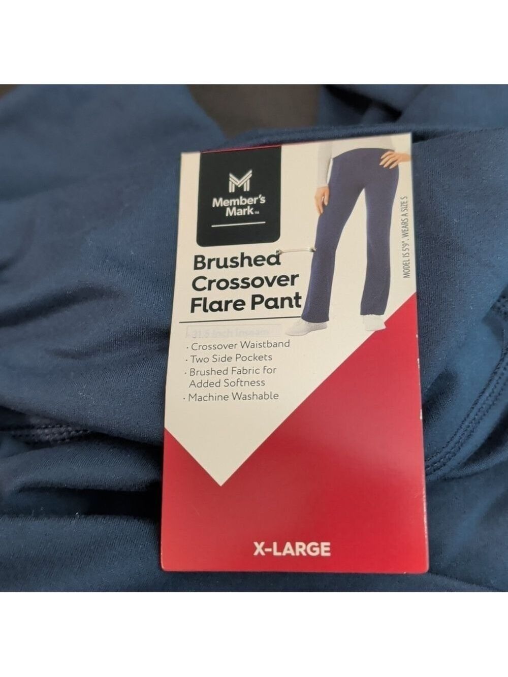 Women's Blue Brushed Crossover Flare Pant Multiple Sizes